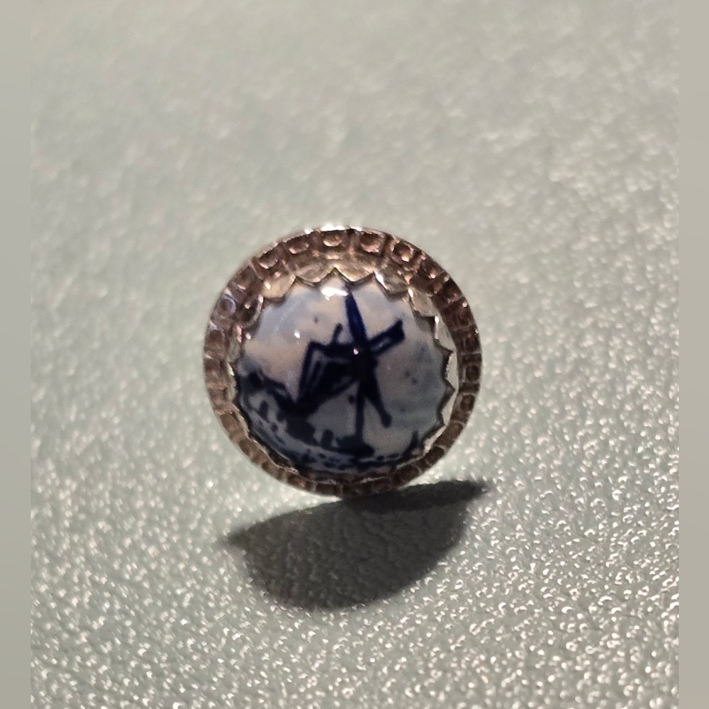 Vintage DELFT matching Pendant & Earrings In Sterling Silver - Picture 6 of 8